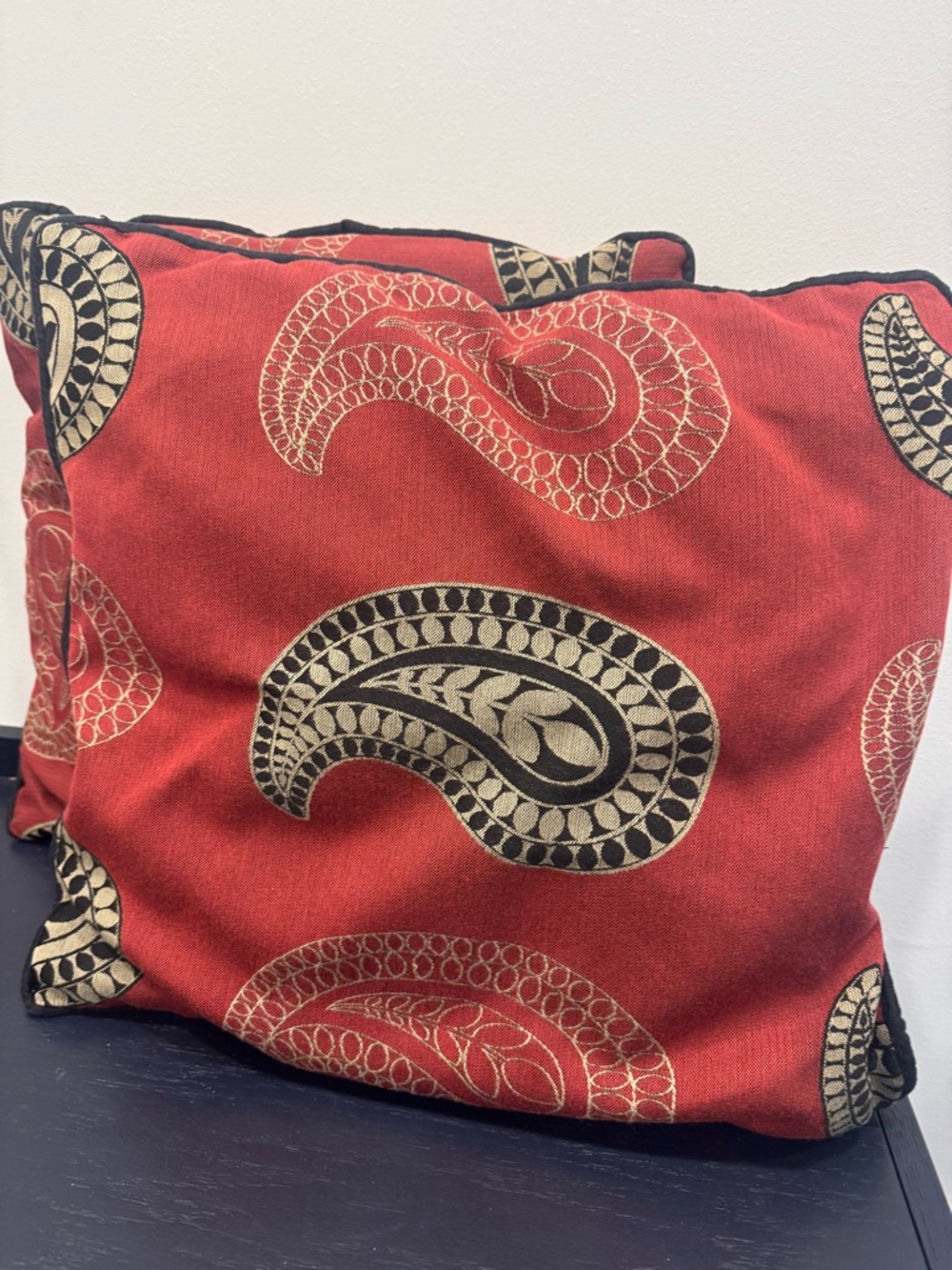Red Paisley Decorative Throw Pillow